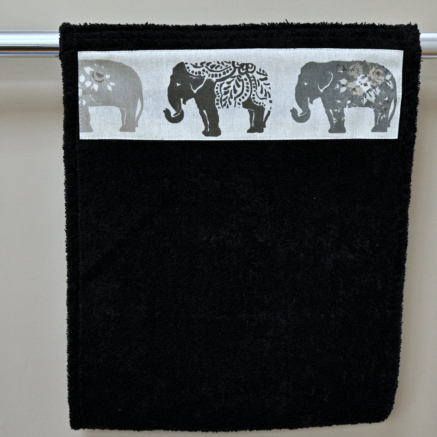 Hand Roller Towels, Grey Elephants