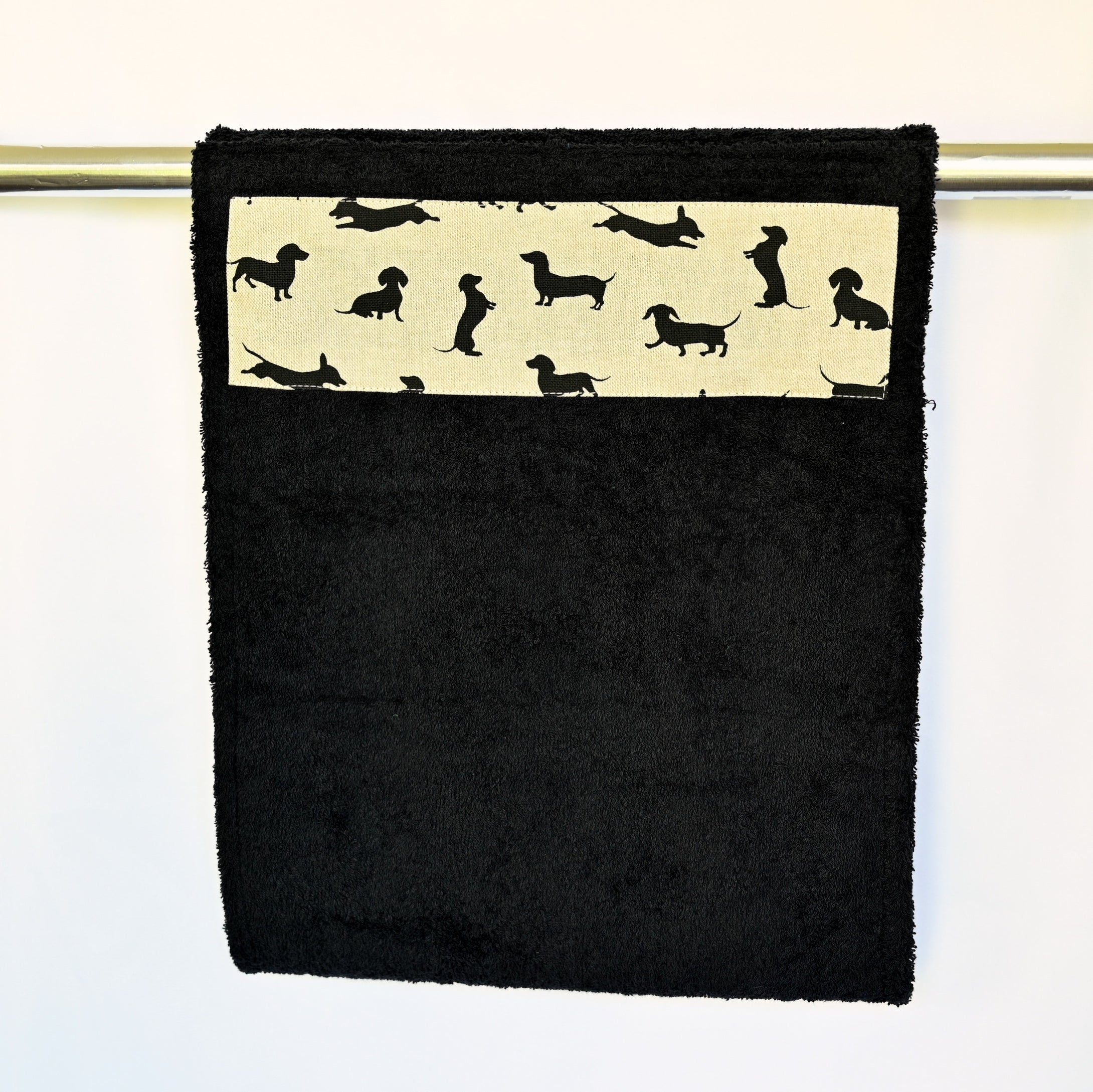 Hand Roller Towels, Black Dachshund, Black, Navy blue or Green Towel