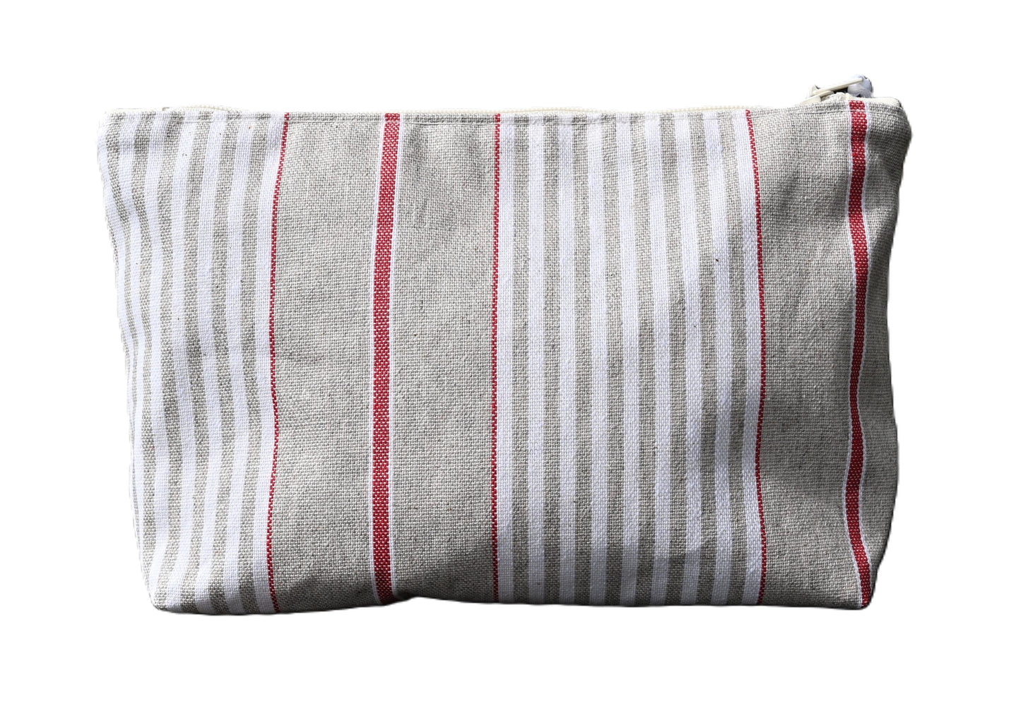 french red stripe washbag