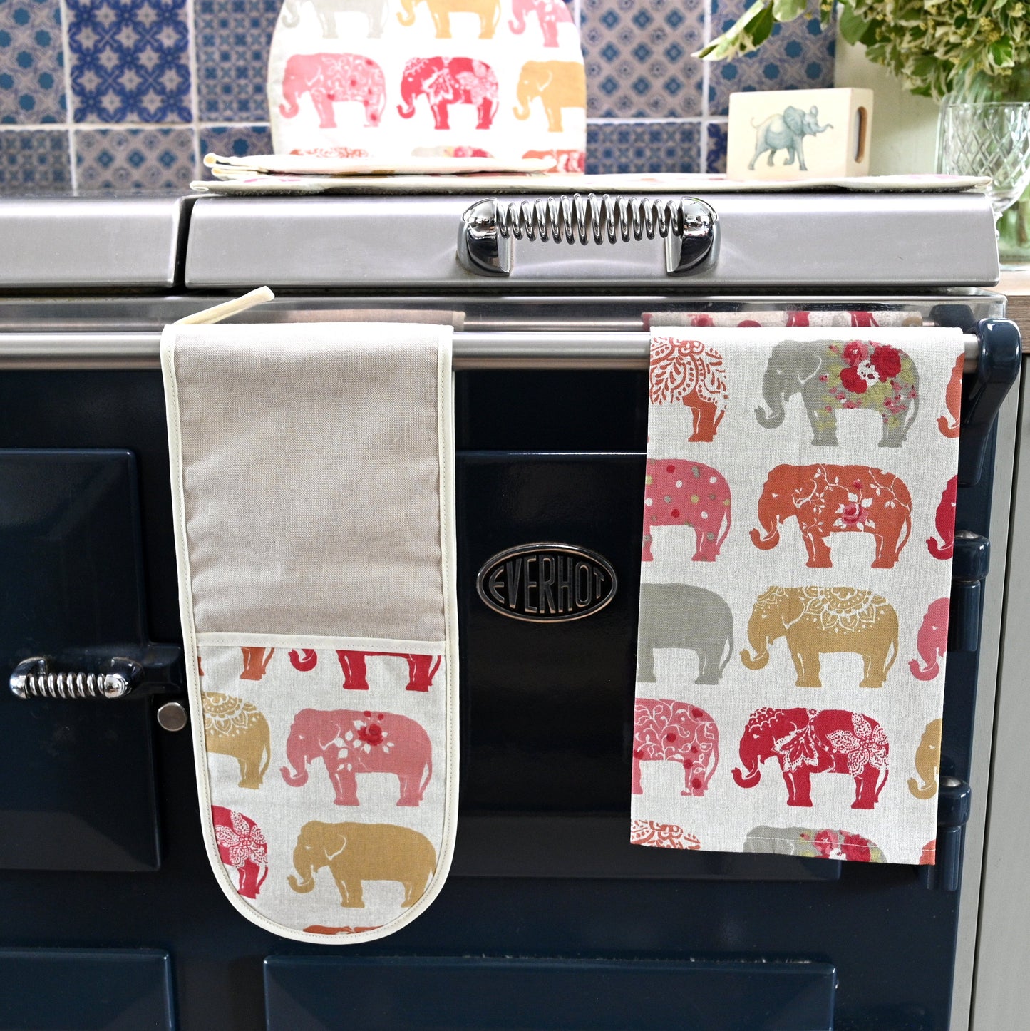 Cotton Tea Towel, Spice Elephant