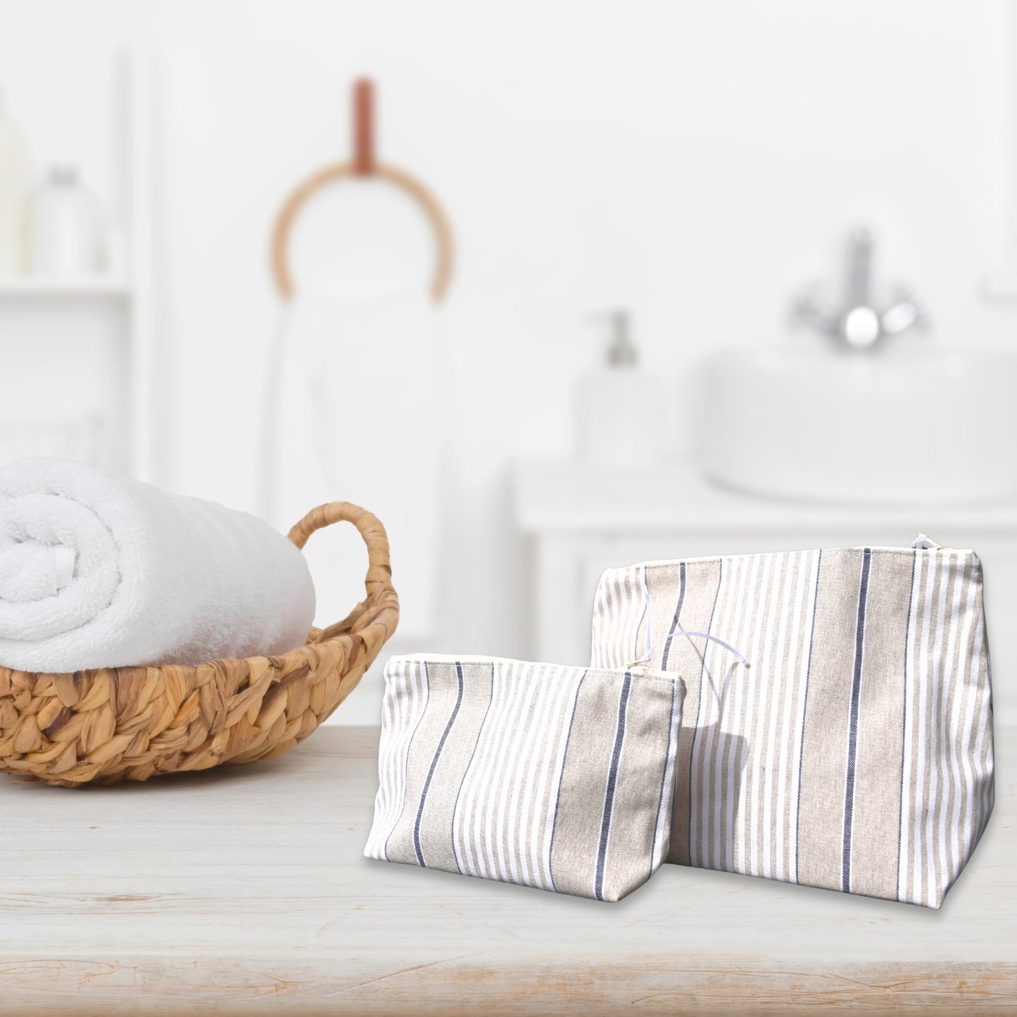 Cosmetic & Wash Bags - Blue Stripes