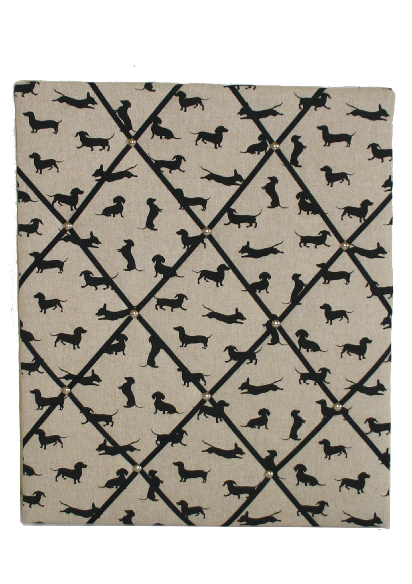 black dachshund notice board on white background