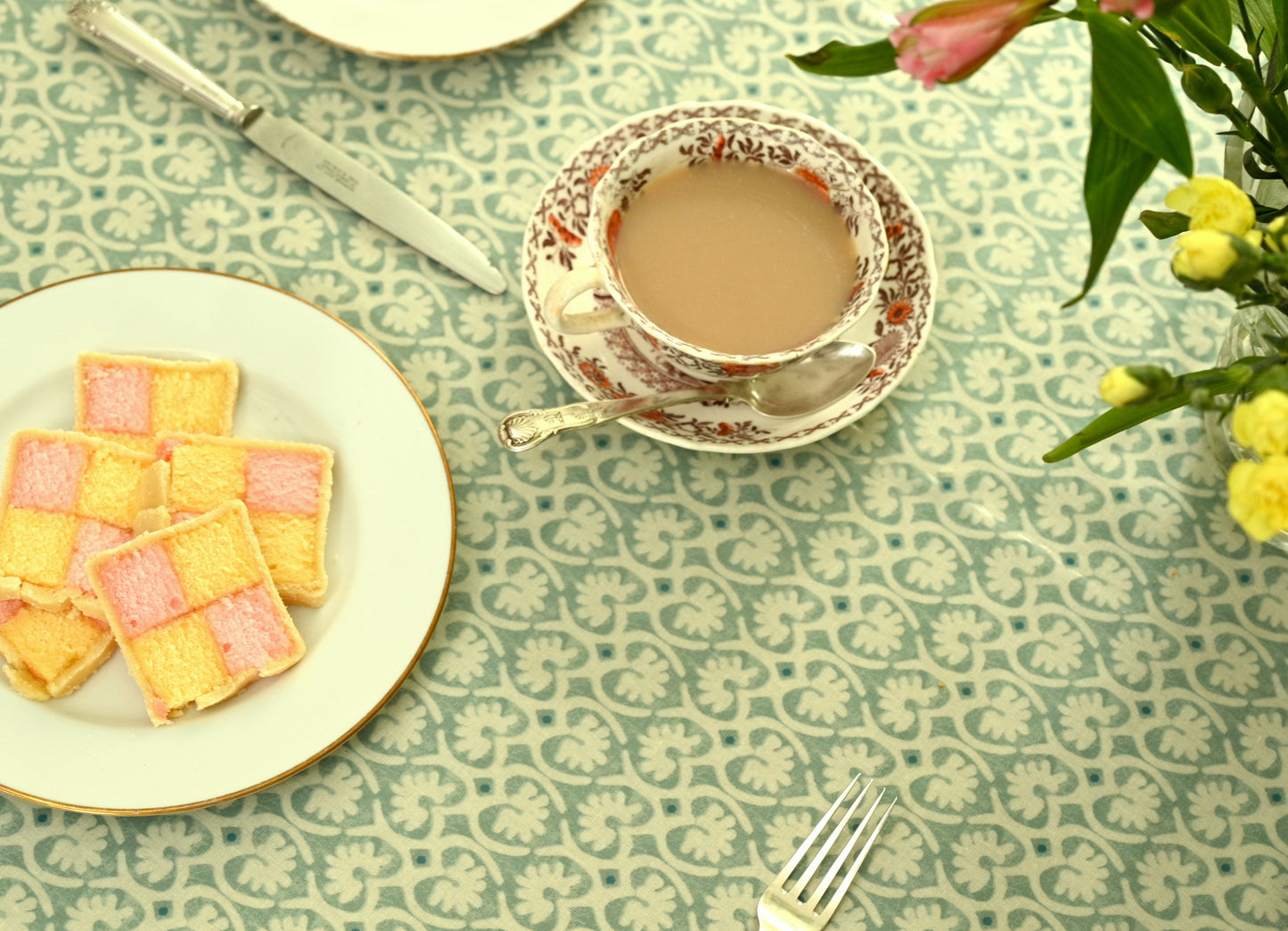 Tablecloth, Green Lotus, Wipe Clean Oilcloth in 5 sizes