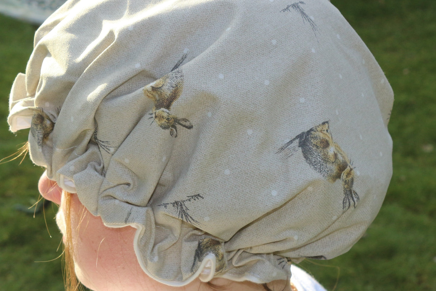 shower hat on head lifestyle outside