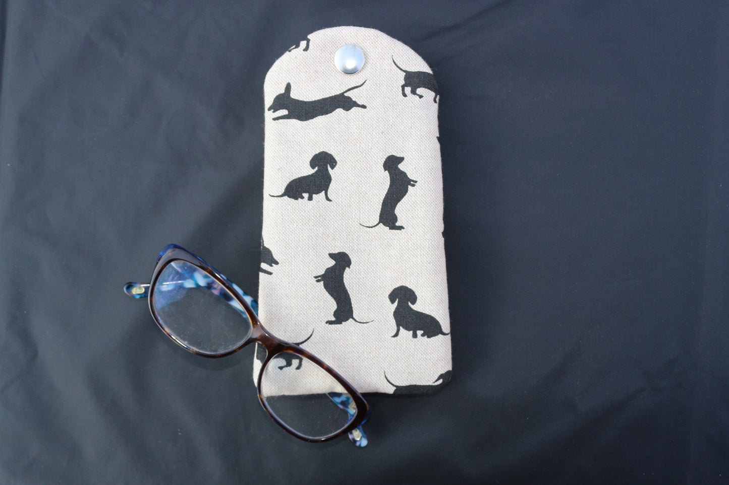 glasses case shown with a pair of reading glasses