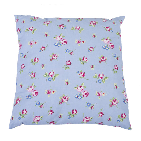 blue floral cushion with white background