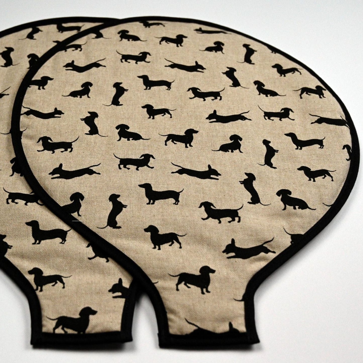 Magnetic Aga Tops, Range/Hob Covers, Black Dachshund (pair)