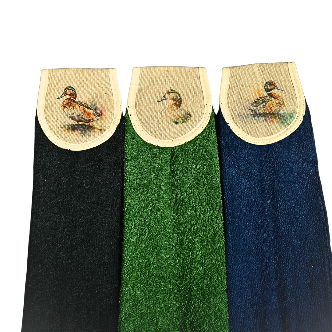 black, green and navy ducks hang ups