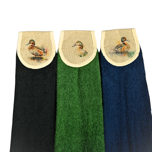 black, green and navy ducks hang ups