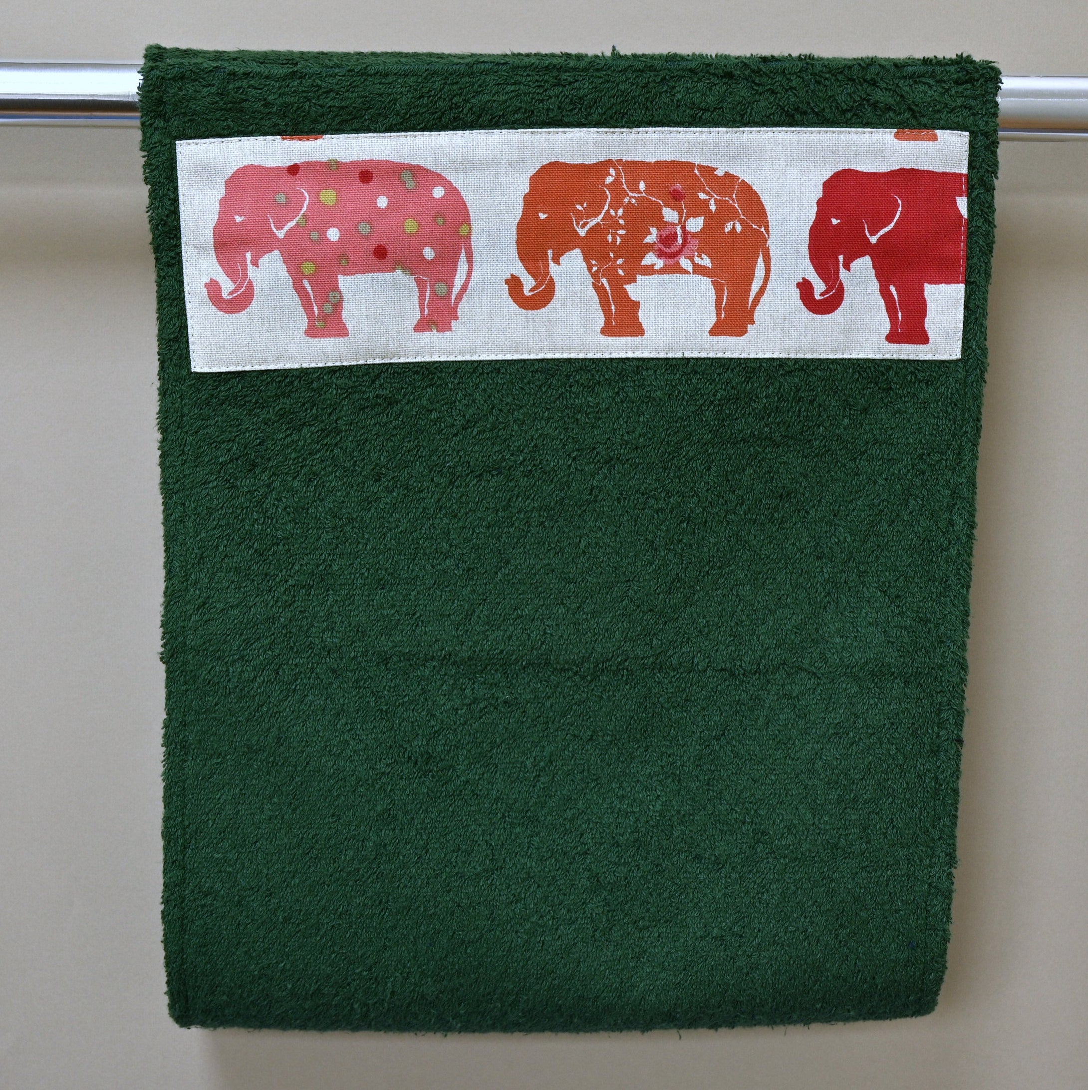 Hand Roller Towels, Spice Elephants, Black, Green or Navy Blue Towel