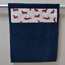 Load image into Gallery viewer, Hand Roller Towels, Red Dachshund, Green, Navy Blue or Black Towel
