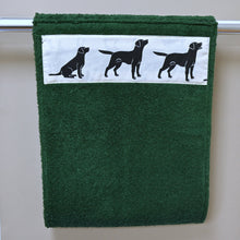 Load image into Gallery viewer, Hand Roller Towels, Black Labrador Black, Green or Navy Blue Towel
