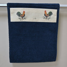 Load image into Gallery viewer, Hand Roller Towels, Cockerels, Black, Green or Navy Blue Towel
