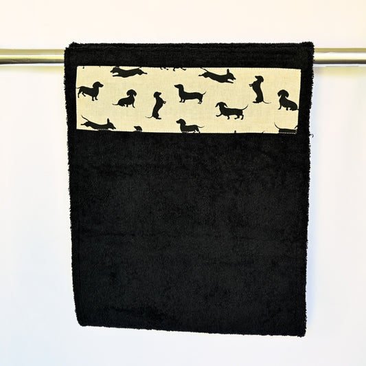 Hand Roller Towels, Black Dachshund