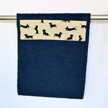 Load image into Gallery viewer, Hand Roller Towels, Black Dachshund, Black, Navy blue or Green Towel
