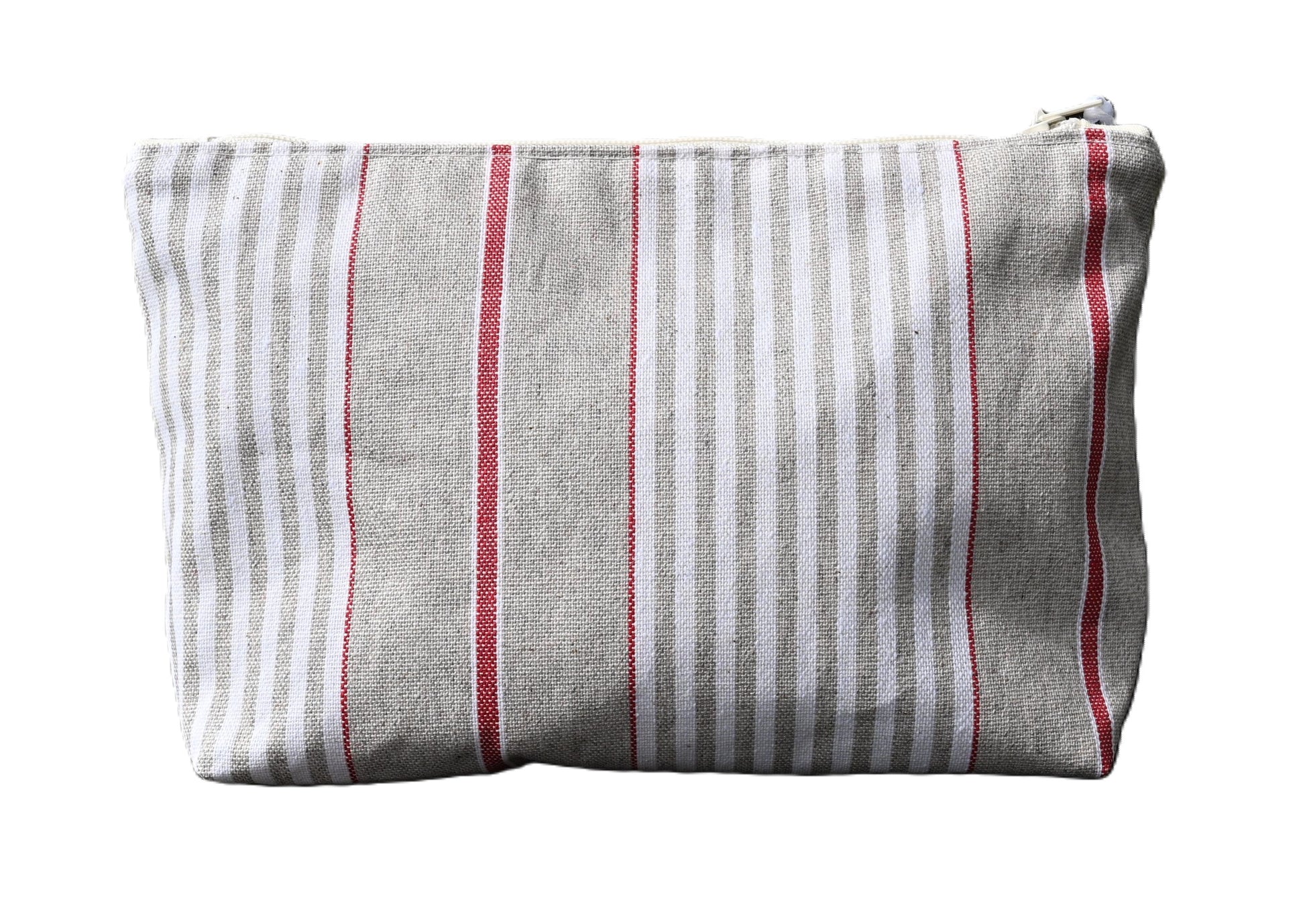 french red stripe washbag