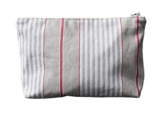 french red stripe washbag