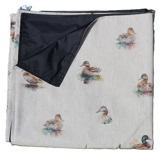 duck design picnic rug folded up