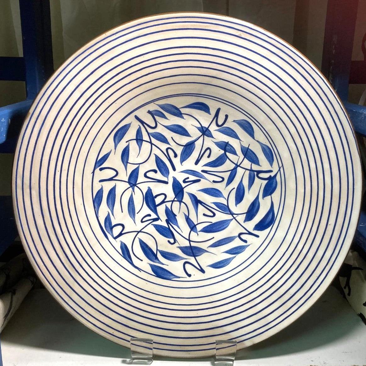 Ceramic Bowl - Blue Leaves