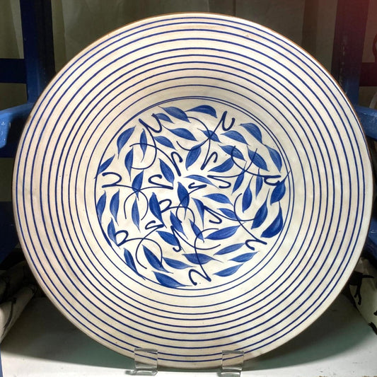 Ceramic Bowl - Blue Leaves