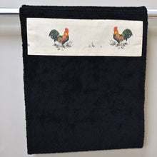 Load image into Gallery viewer, Hand Roller Towel, Cockerel (motif) Black, Green or Navy Blue
