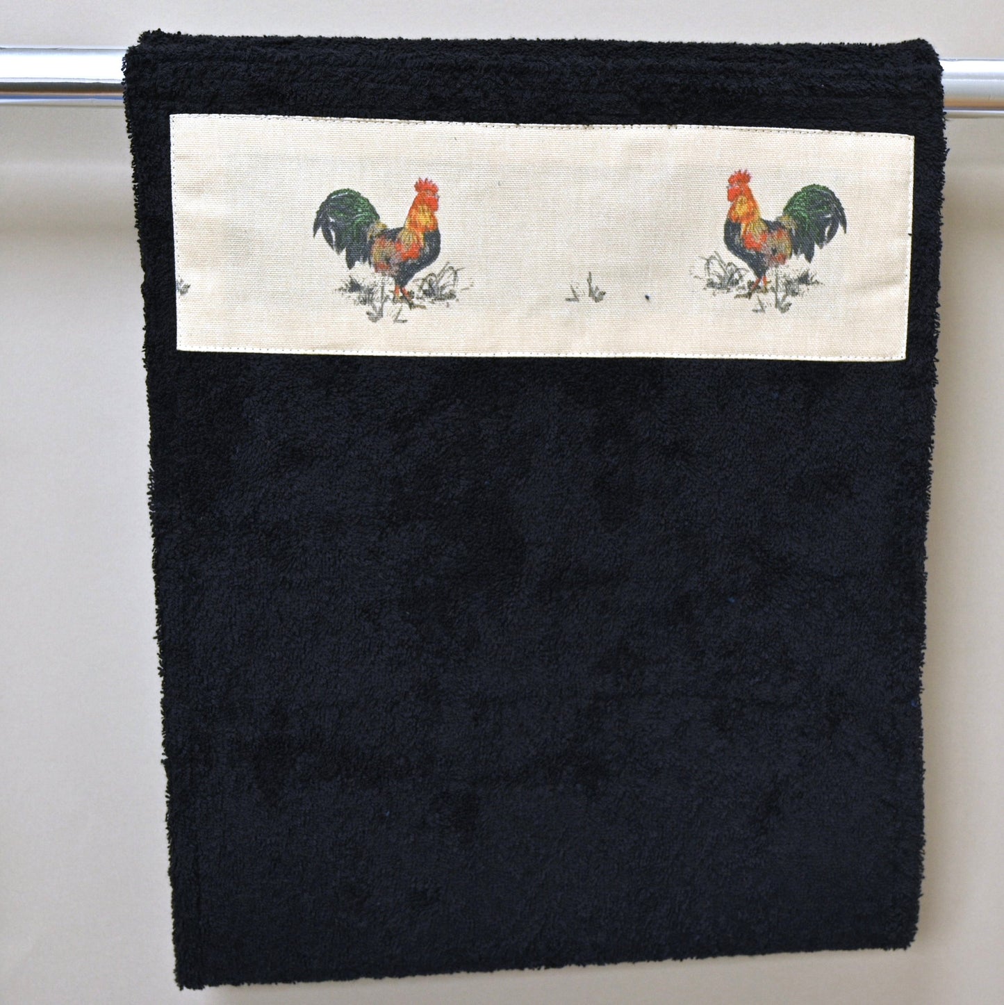Hand Roller Towels, Cockerel Black, Green or Navy Blue