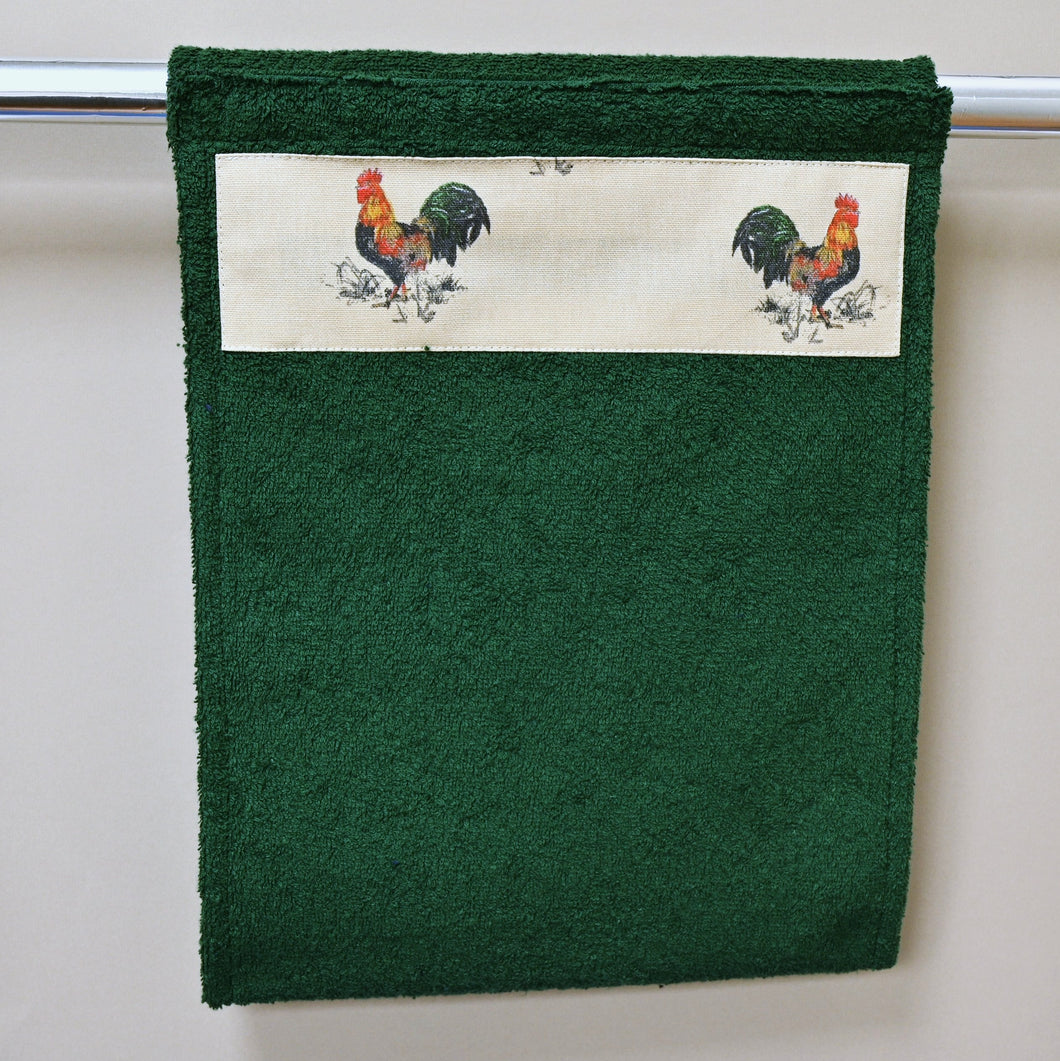 Hand Roller Towel, Cockerel (motif) Black, Green or Navy Blue