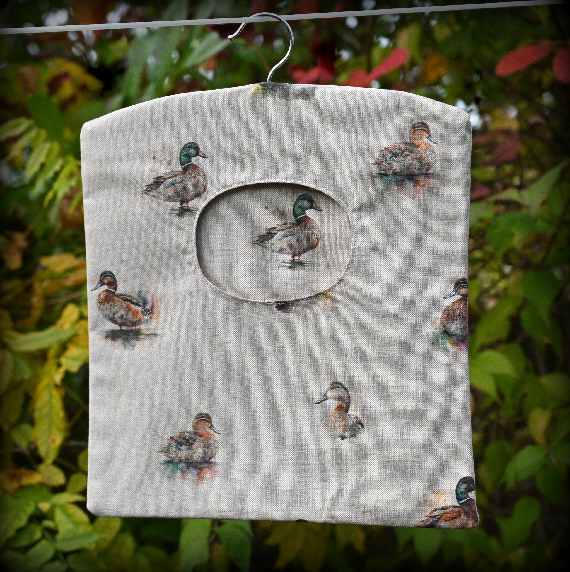 ducks peg bag on washing line