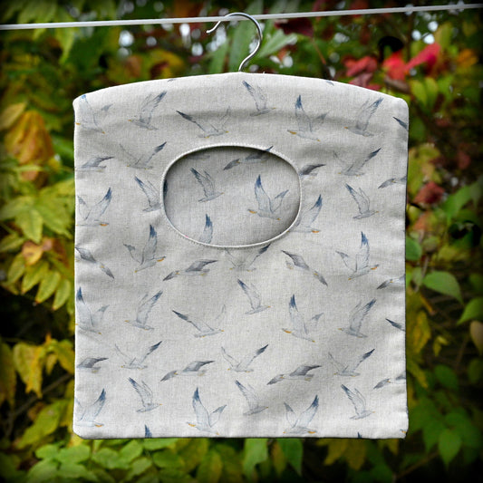 seagulls peg bag hung outside in garden