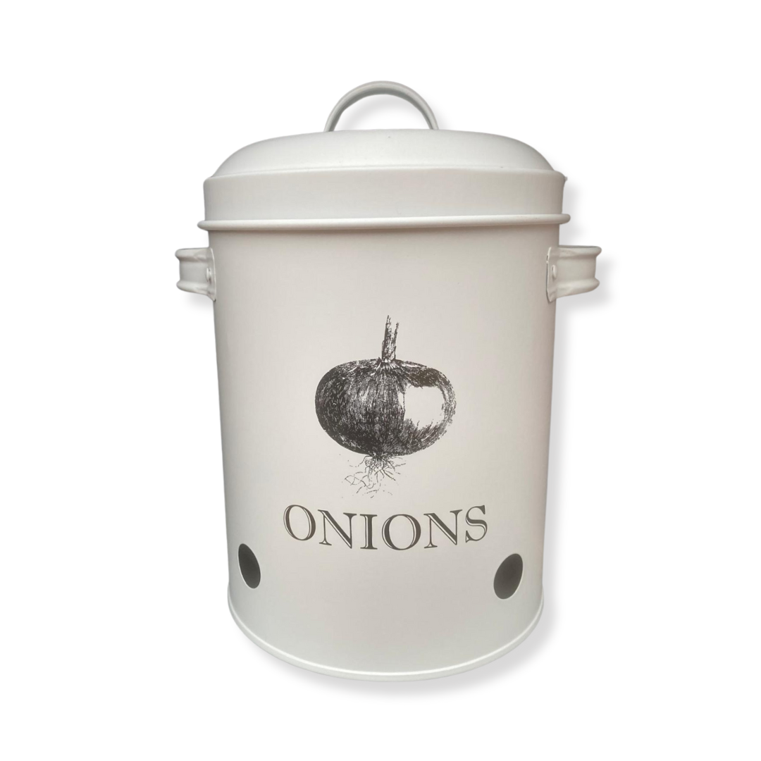onions vegetable storage tin