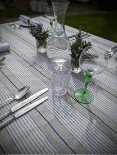 Tablecloth, French Blue Stripe (wipe and wash) in 5 si\wa