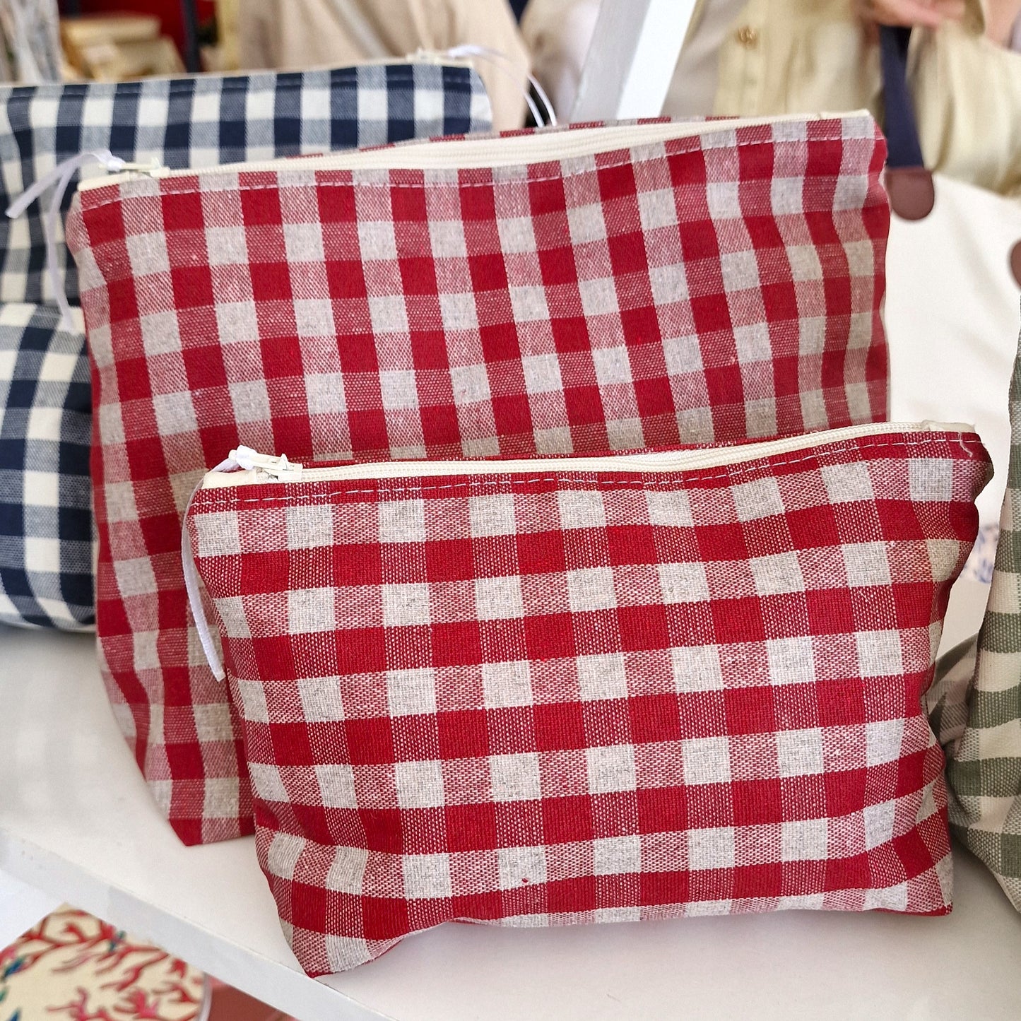 Cosmetic & Wash Bags - Red Gingham