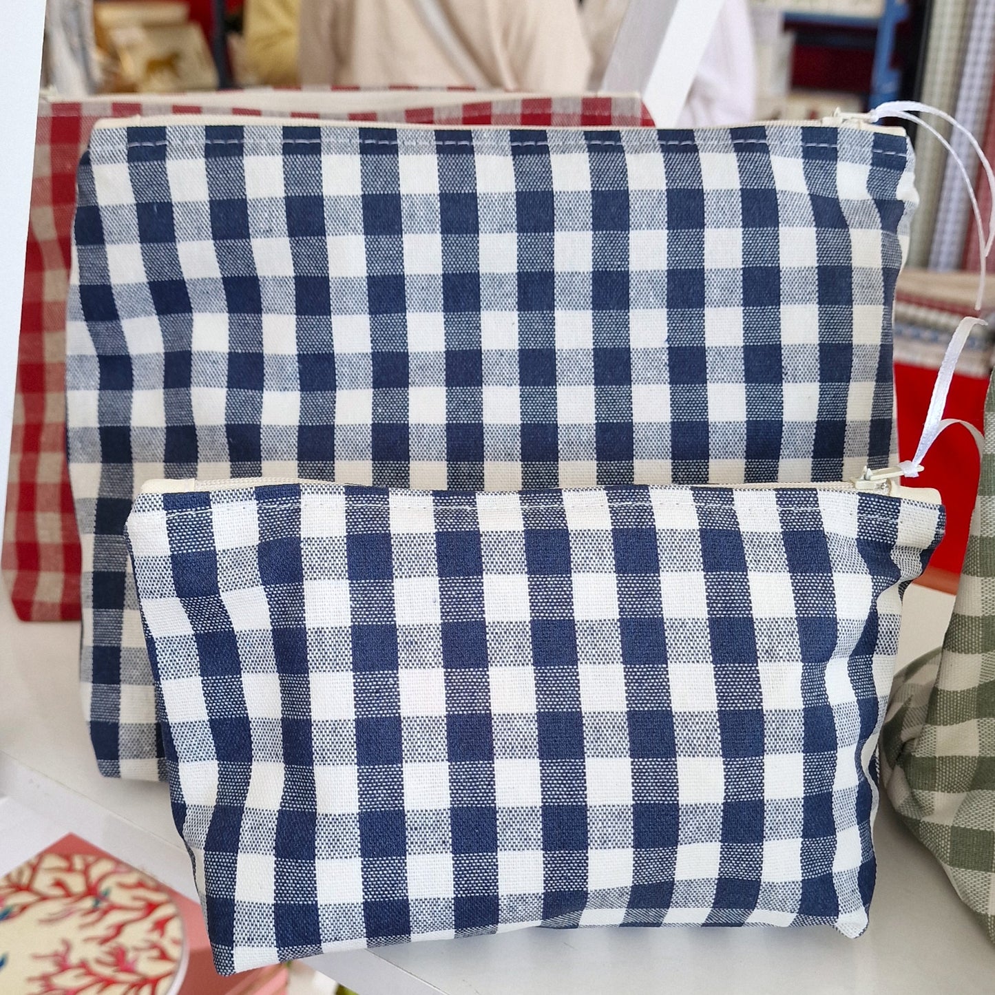 Cosmetic & Wash Bags - Navy Gingham