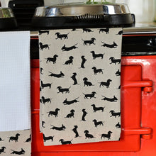 Load image into Gallery viewer, Cotton Tea Towel, Black Dachshund
