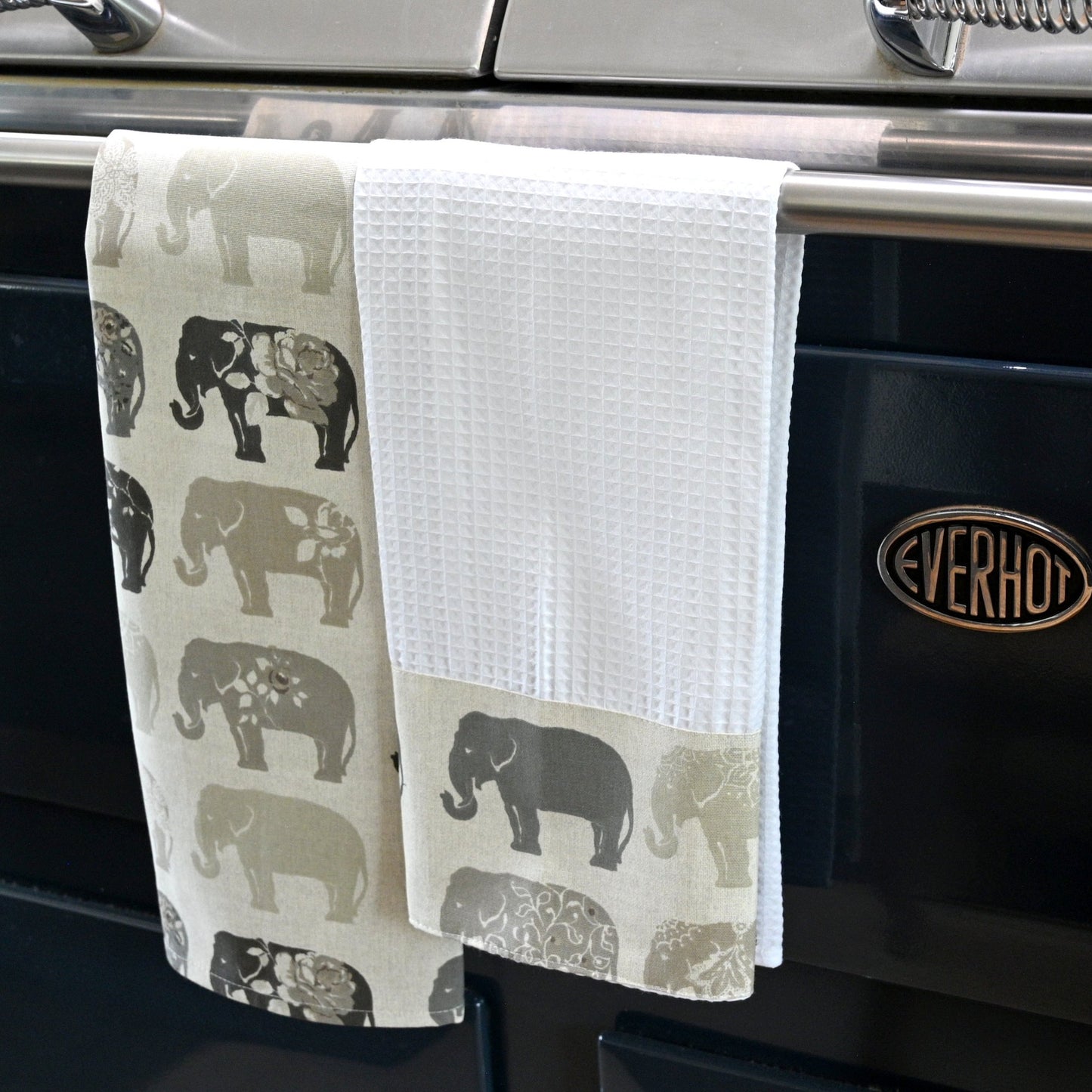 Waffle tea Towel: Grey Elephant