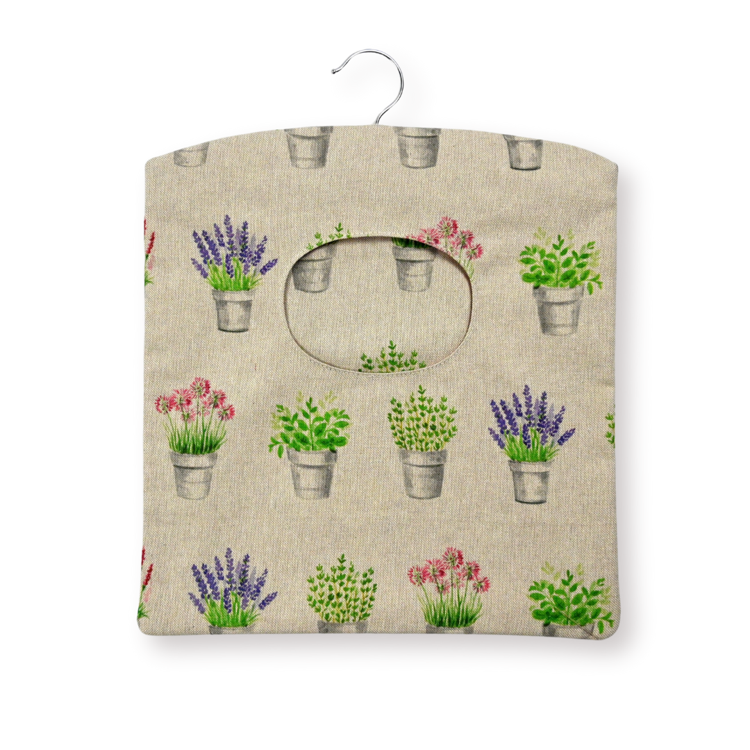 herb garden peg bag on white background