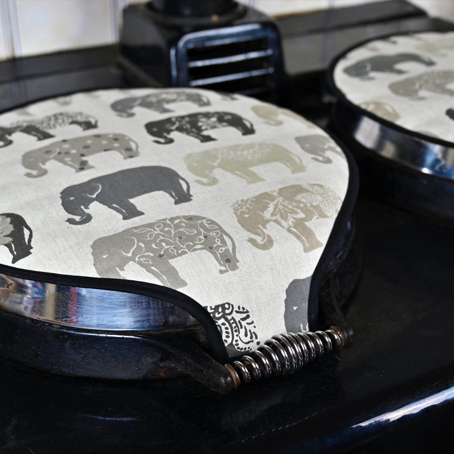 Magnetic Aga Tops, Range/Hob Covers, Grey Elephants (pair)