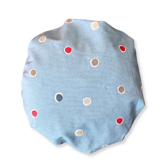 shower hat blue multi spot
