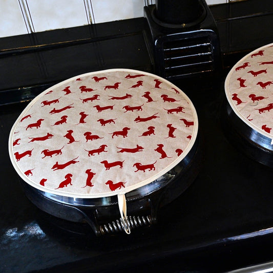 Loop Aga tops, Range/Hob Covers, Red Dachshund (pair)