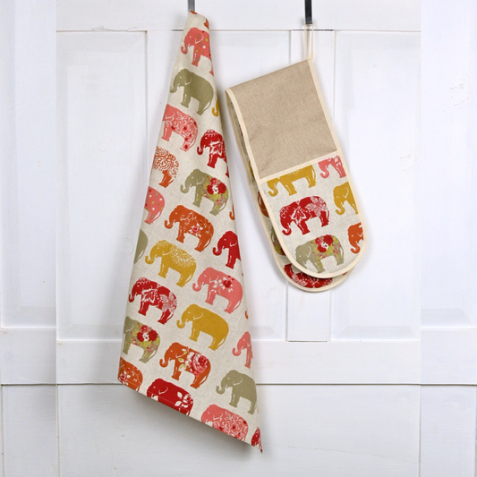 Cotton Tea Towel, Spice Elephant