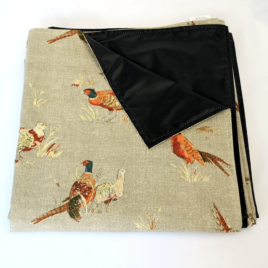 pheasant picnic rug folded up