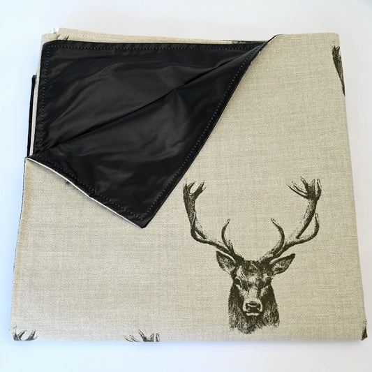 stags picnic rug folded up