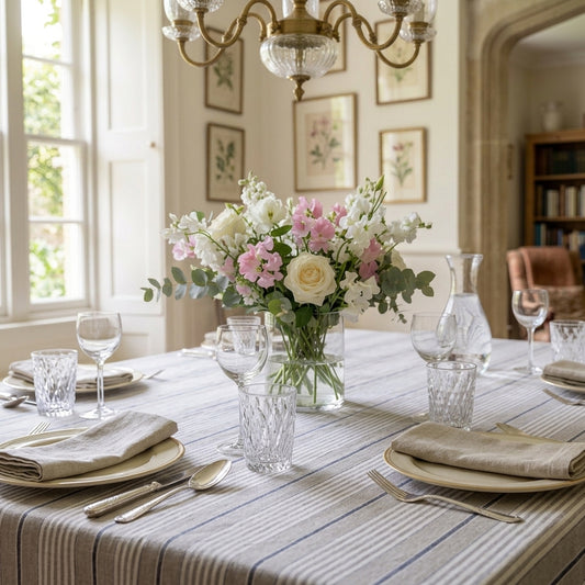 Tablecloth, French Blue Stripe (wipe and wash) in 5 sizes