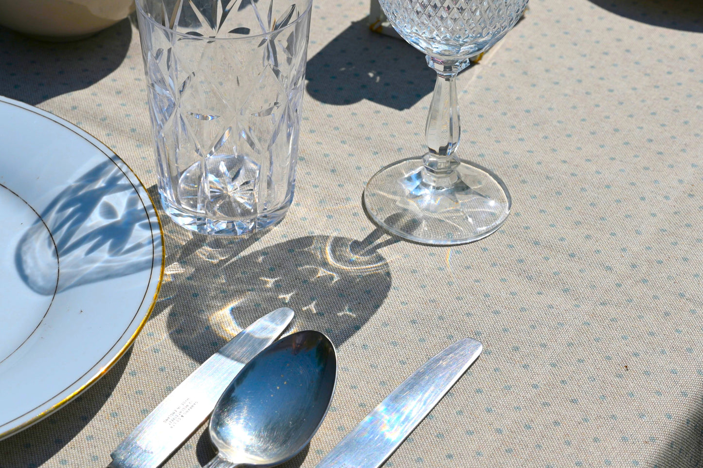 Tablecloth, Duck Egg Spot (wipe and wash)
