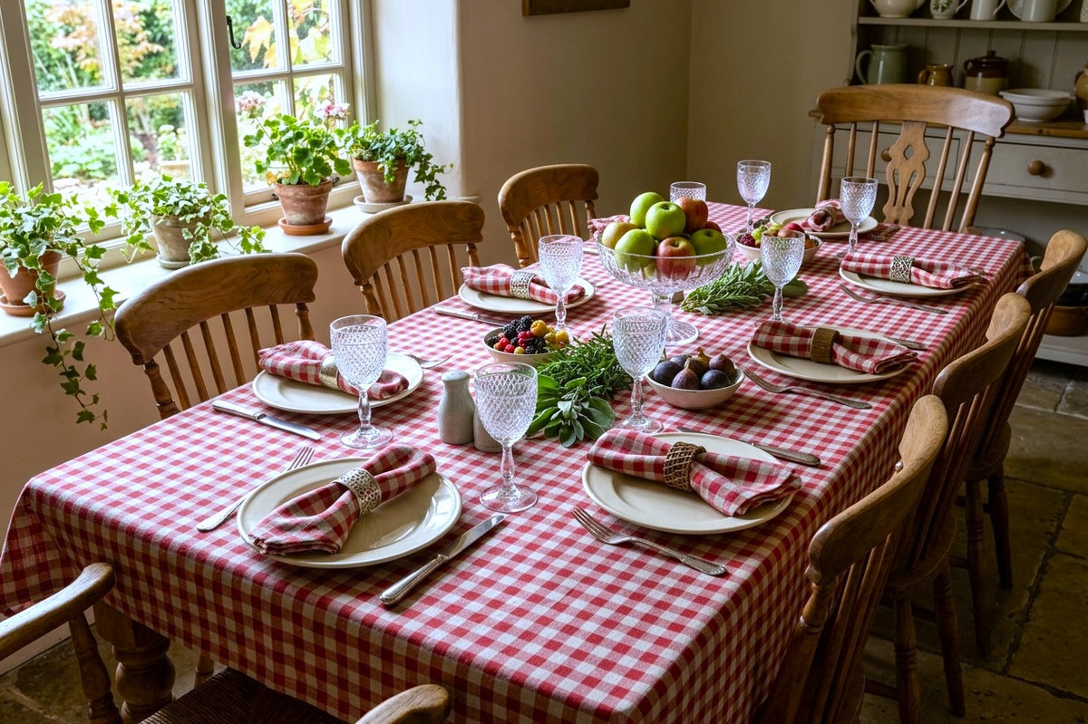 Tablecloth, Red Gingham (wipe and wash) in 5 sizes