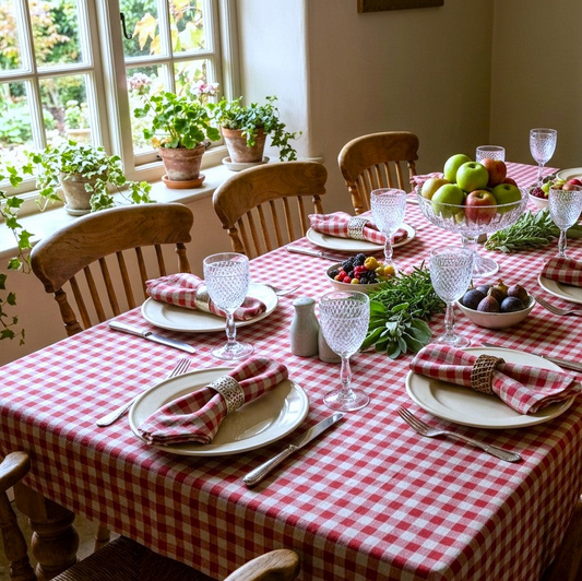 Tablecloth, Red Gingham (wipe and wash) in 5 sizes