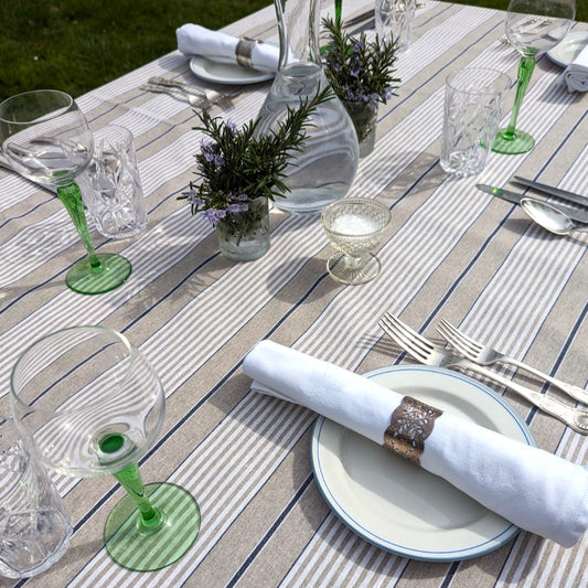 Tablecloth, French Blue Stripe (wipe and wash) in 5 si\wa