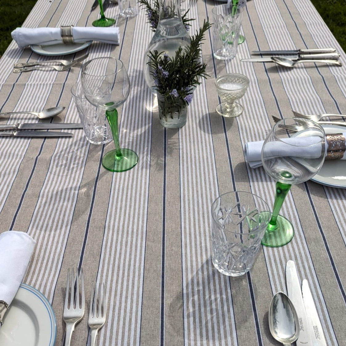 Tablecloth, French Blue Stripe (wipe and wash) in 5 si\wa