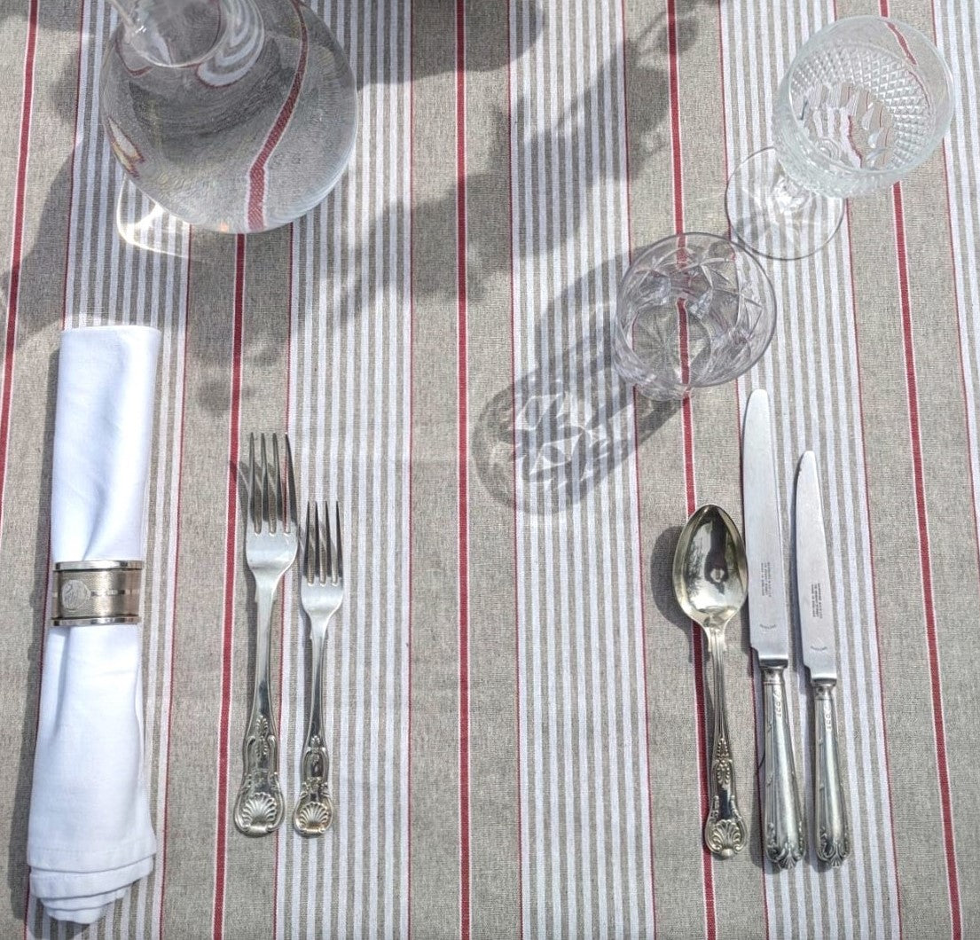 Tablecloth, French Red Stripe (wipe and wash) in 5 sizes