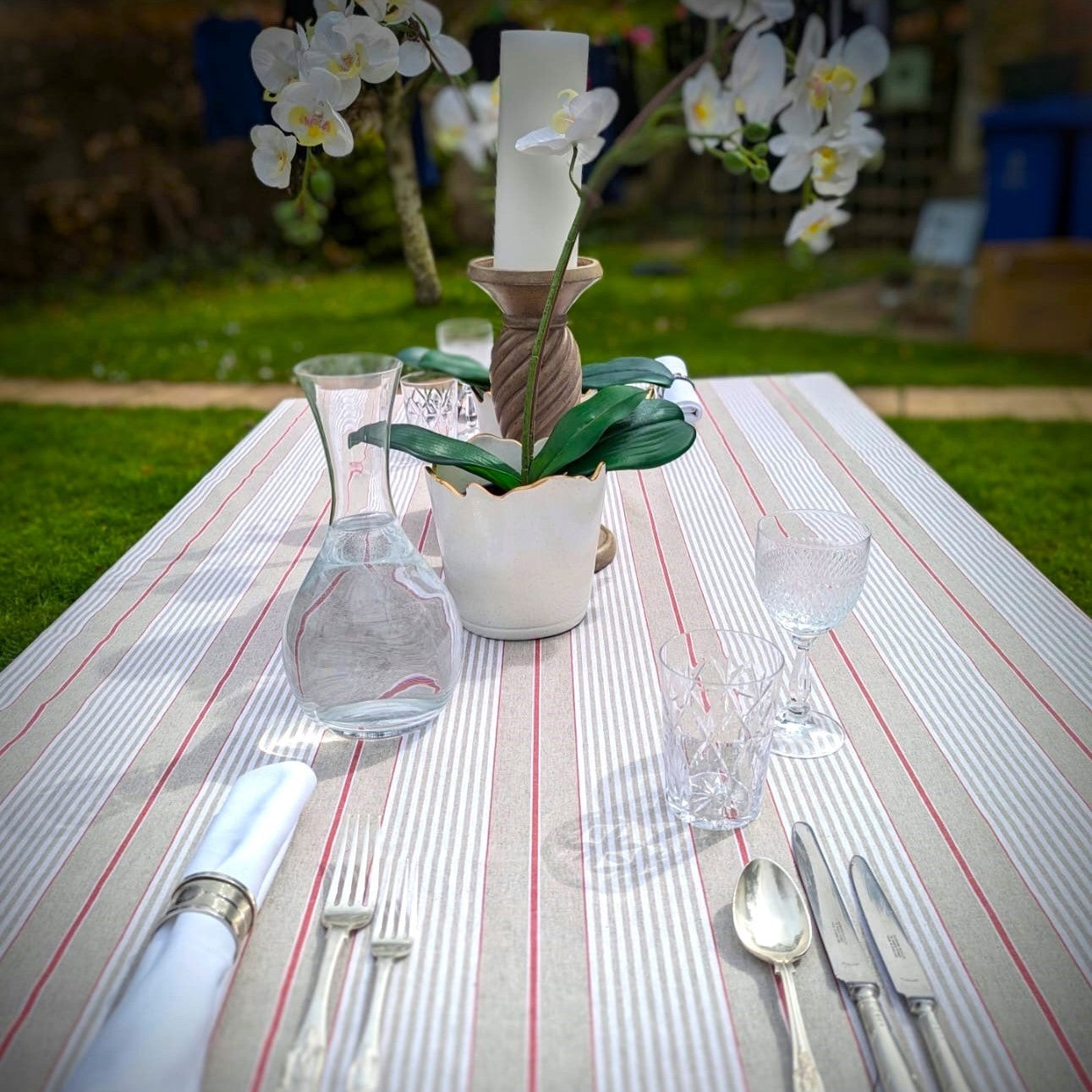 Tablecloth, French Red Stripe (wipe and wash) in 5 sizes